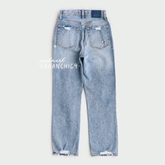 ABERCROMBIE Curve Love High Rise Ankle Straight Jean Ripped Medium Light size 26 - Picture 7 of 15
